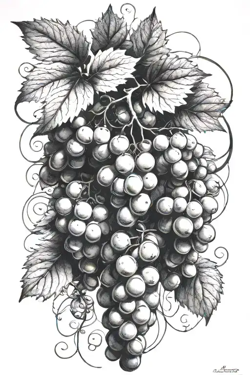wine grapes tattoo design idea