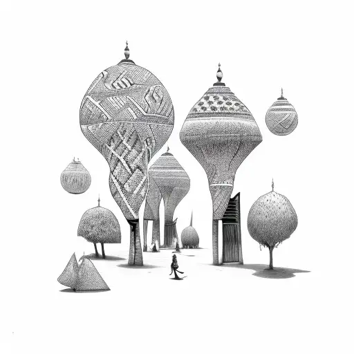 african village tattoo design idea