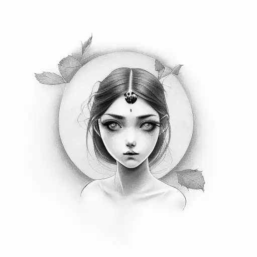 girl with fan tattoo design idea