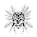 Indian chief skull tattoo design idea