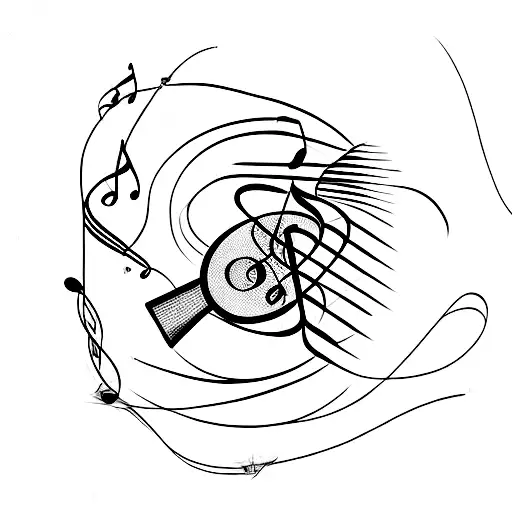 fly fishing + music tattoo design idea