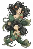 pisces mermaids forming tattoo design idea