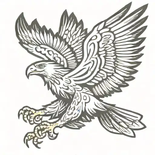 tribal eagle flying tattoo design idea