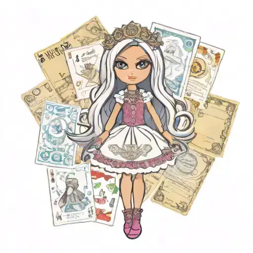 bratz doll with spiritual cards tattoo design idea