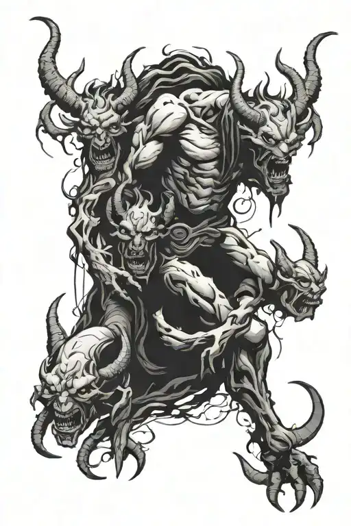 gluttony envy and pride as demons  tattoo design idea