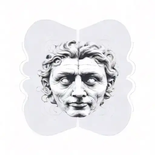 two-faced Janus with one face looking forward, representing things within my control, and the other face looking backwar tattoo design idea