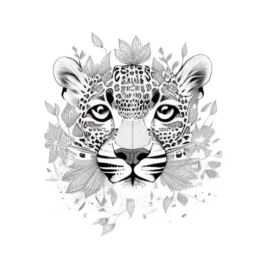 A leopard print book cover with colorful flowers growing out of it tattoo design idea