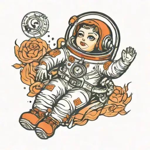 RUSSIAN DOLL COSMONAUT  tattoo design idea