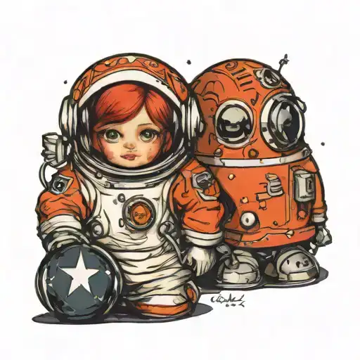 RUSSIAN DOLL COSMONAUT  tattoo design idea