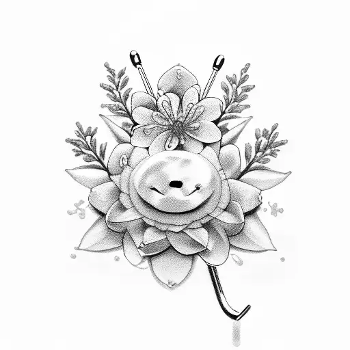 A stethoscope entwined with blooming flowers and small animals, symbolizing the nurturing and healing nature of a nurse tattoo design idea