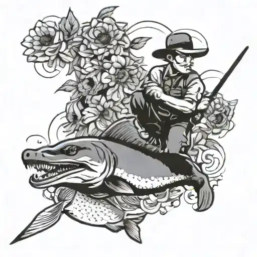 Hunting and Fishing and rabbits anbegal  baseball sunflower seeds slim jim  power aid street fighter crocs boats money tattoo design idea