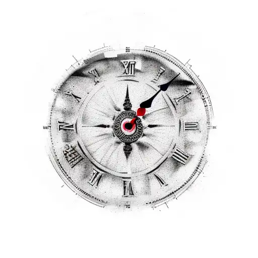 User Make an image to be used as a tattoo on the upper arm of two clock faces with Roman numeral numbers, on one of the  tattoo design idea