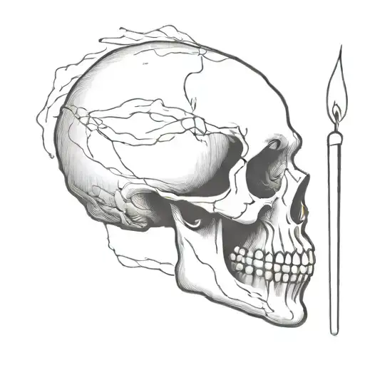 side profile skull blowing out candle smoky whisps  tattoo design idea