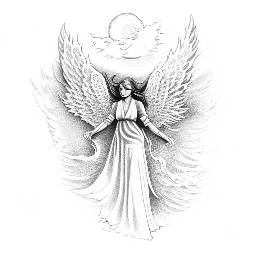 angel falling from heaven to hell tattoo design idea