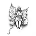 angel falling from heaven to hell tattoo design idea