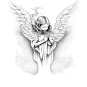 angel falling from heaven to hell tattoo design idea