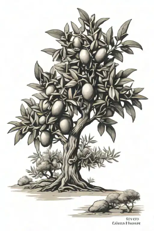 Outside forearm tattoo of an olive tree with minimal fill on the branches.  tattoo design idea