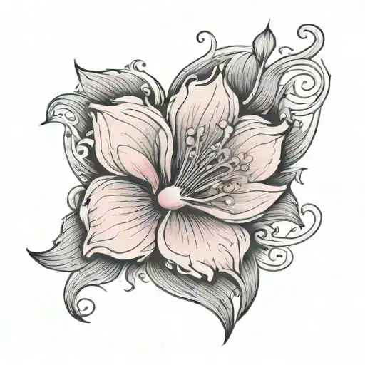 pink flower in M ​​forming a heart tattoo design idea