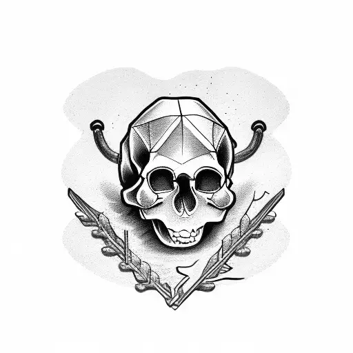 a miners skull+internet symbol tattoo design idea