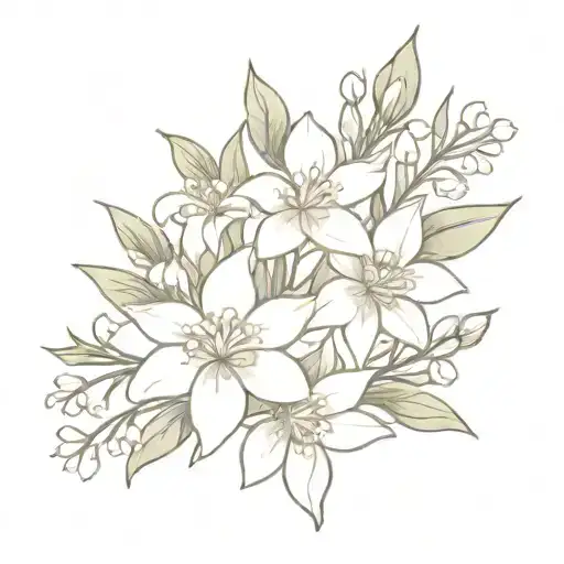 daisy, lily of the valley, and daffodil bouquet tattoo tattoo design idea