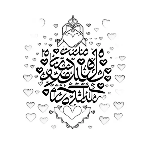 the words "my life" but writting in Arabic with a heart at the end  tattoo design idea