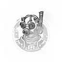 A Fallout-inspired tattoo depicting a military soldier wearing power armor and encountering extraterrestrial life tattoo design idea