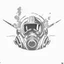 A Fallout-inspired tattoo depicting a military soldier wearing power armor and encountering extraterrestrial life tattoo design idea