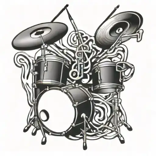 music notes intertwined for a drummer tattoo design idea