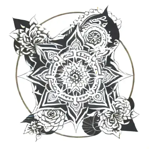mandala design incorporating zen buddhism around the outside tattoo design idea