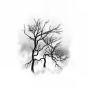 flock of crows flying on a dead trees tattoo design idea