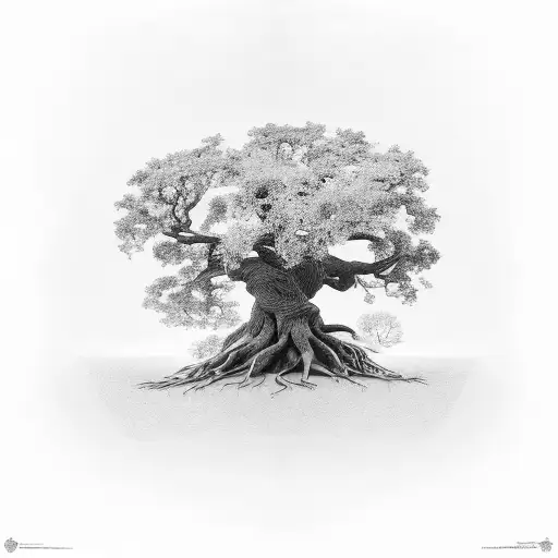 oak tree roots tattoo design idea
