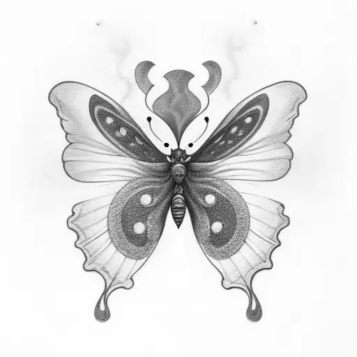 butterfly in smoke tattoo design idea