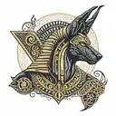 amun ra egyptian god anubis portrait with half tattoo design idea