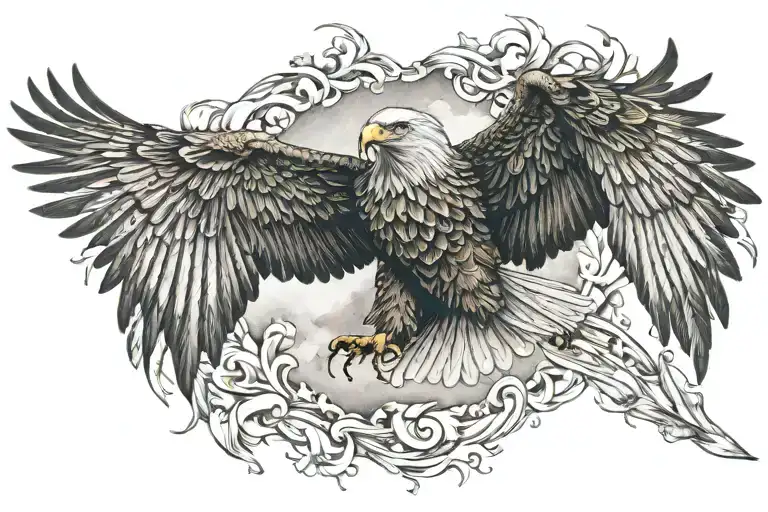 overhead eagle soaring tattoo design idea