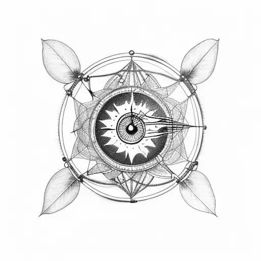 Dream Catcher with half clock inside circle tattoo design idea