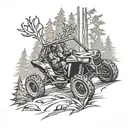 Polaris RZR racing through a forest filled with deer tattoo design idea