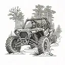 Polaris RZR racing through a forest filled with deer tattoo design idea