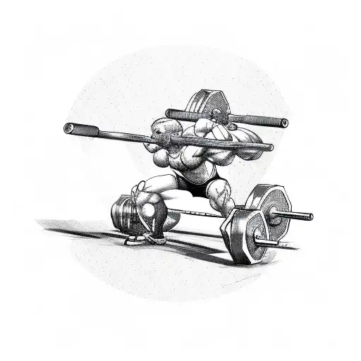 barbell with "squat" in between weight tattoo design idea