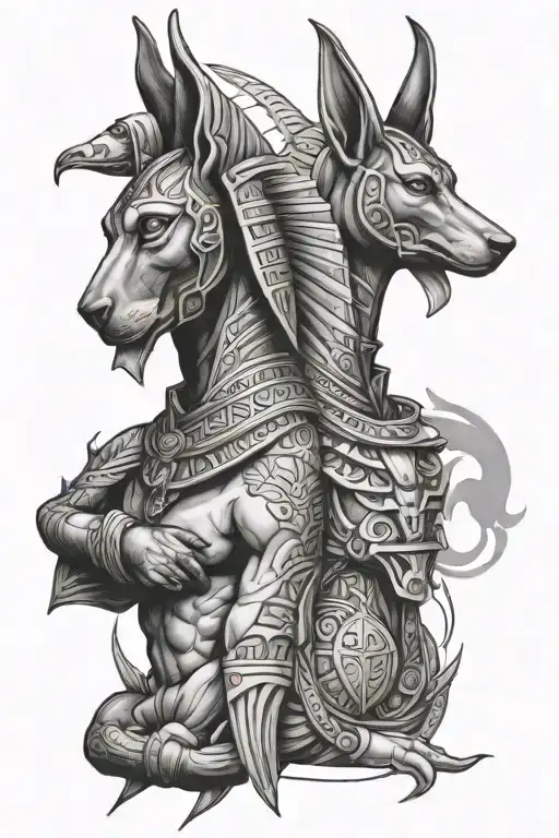 anubis and libra tattoo design idea