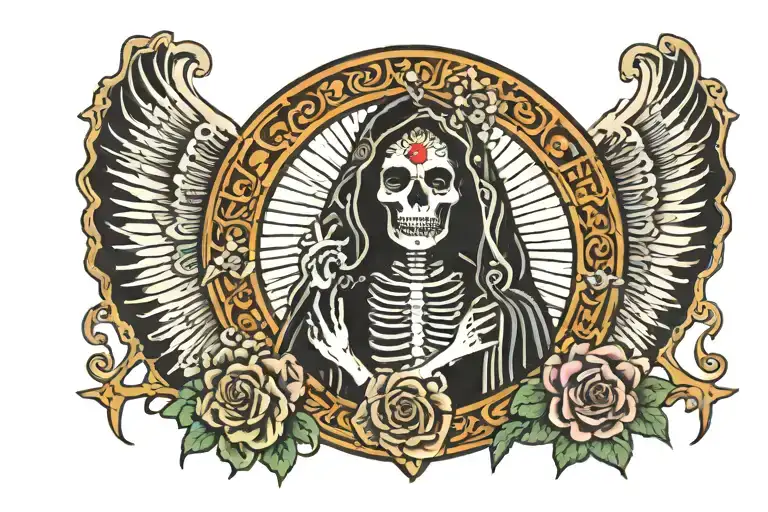 san la muerte emo dark style tattoo design idea