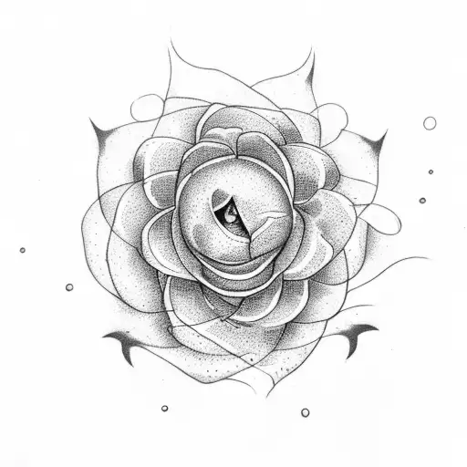 A dotwork representation of a flower blossoming against all odds, representing the beauty of resilience tattoo design idea