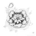 A dotwork representation of a flower blossoming against all odds, representing the beauty of resilience tattoo design idea