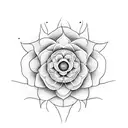 A dotwork representation of a flower blossoming against all odds, representing the beauty of resilience tattoo design idea