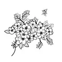 botanical vines and cherry blossom-like flowers symbolizing perseverance and grit tattoo design idea