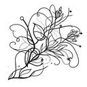 botanical vines and cherry blossom-like flowers symbolizing perseverance and grit tattoo design idea