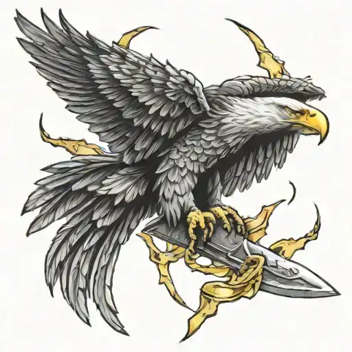 swat eagle holding dagger and lightning tattoo design idea