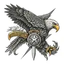 swat eagle holding dagger and lightning tattoo design idea