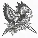 swat eagle holding dagger and lightning tattoo design idea