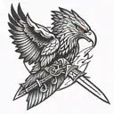swat eagle holding dagger and lightning tattoo design idea