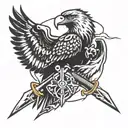 swat eagle holding dagger and lightning tattoo design idea